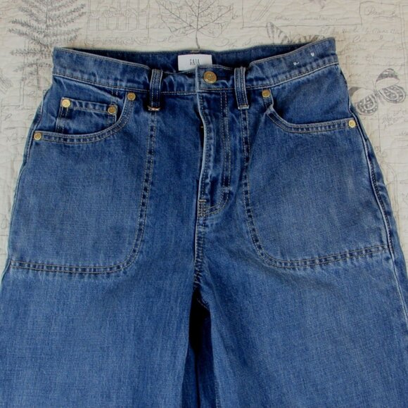 EUC GAP x cult gaia High Rise Stride wide leg Jeans Indigo womens size 27 / 4 - Picture 4 of 8